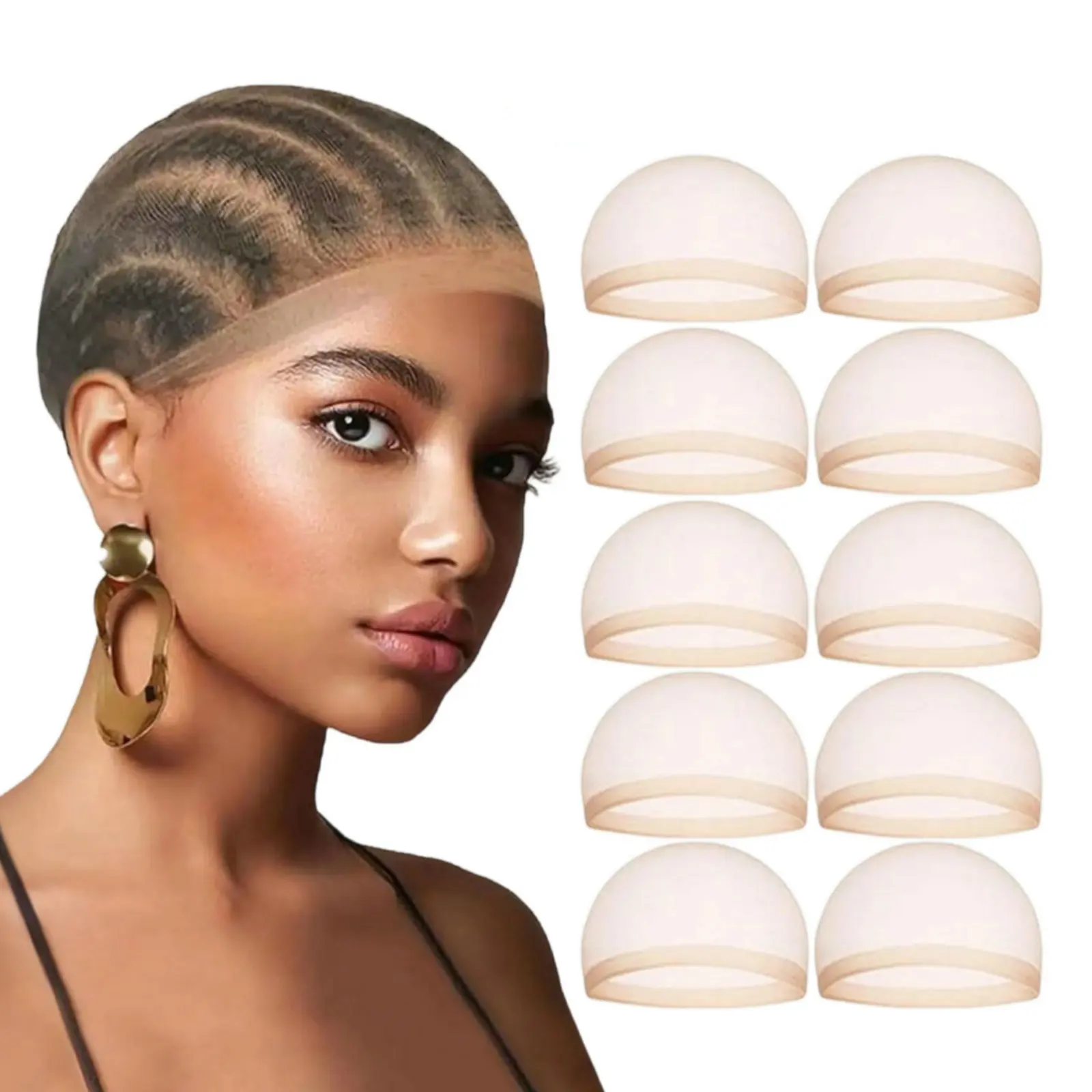 Wig Cap Stocking - 10 bonnets de perruque HD invisibles